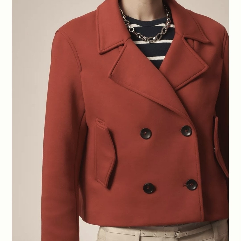 Maeve Anthropologie Bold Red Twofer Pea Coat